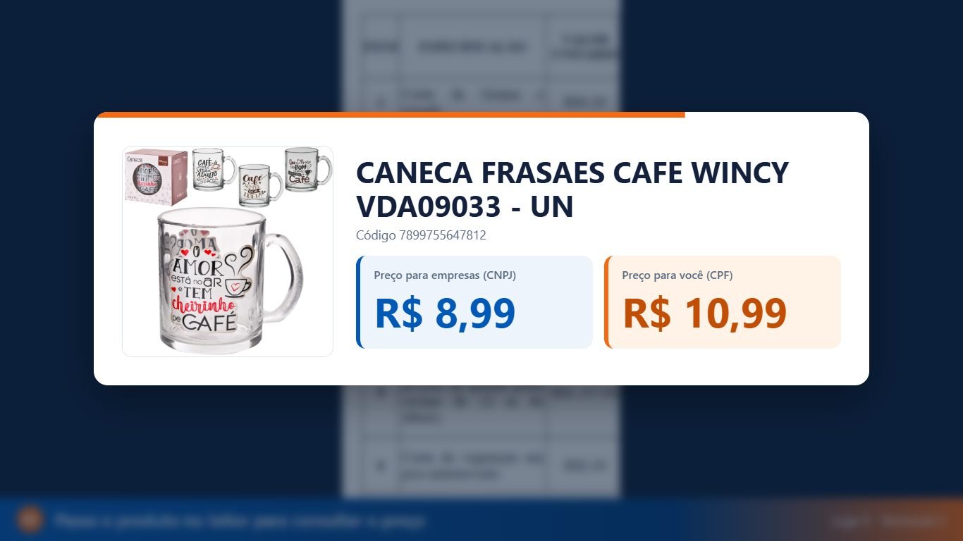 Terminal de consulta de preço mostrando um produto